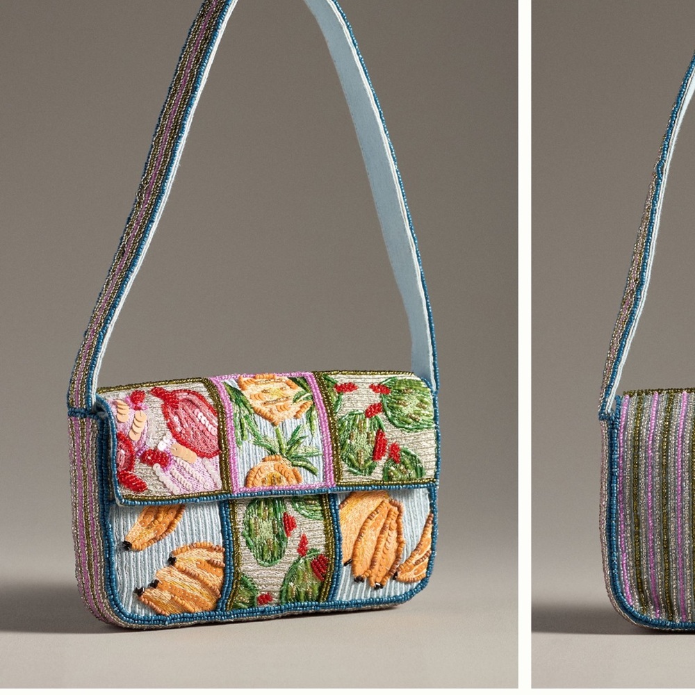 **ISO** Anthropologie Fiona Beaded Bag Tropical Fruit